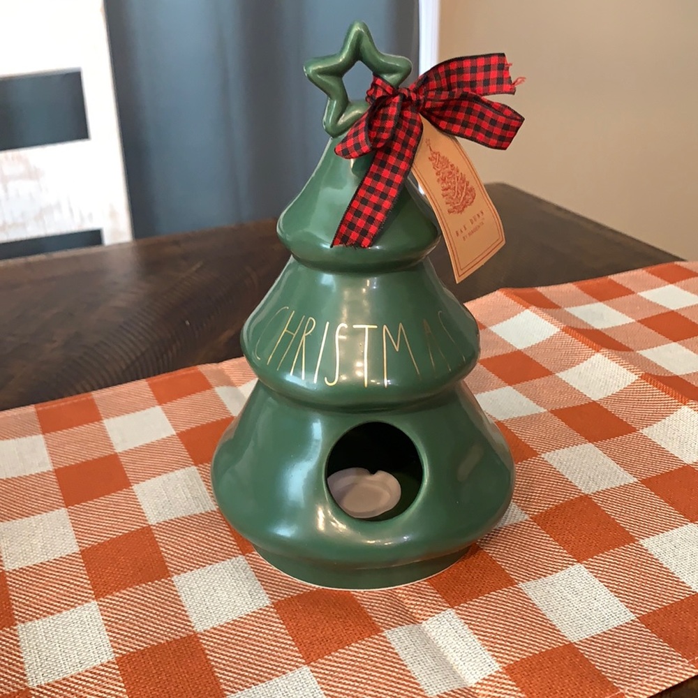 Rae Dunn Christmas tree birdhouse green
